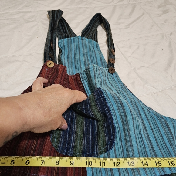 Jayli Boho Colorful Patchwork Overalls Jumpsuit Wide Leg Lightweight Large - Picture 12 of 16